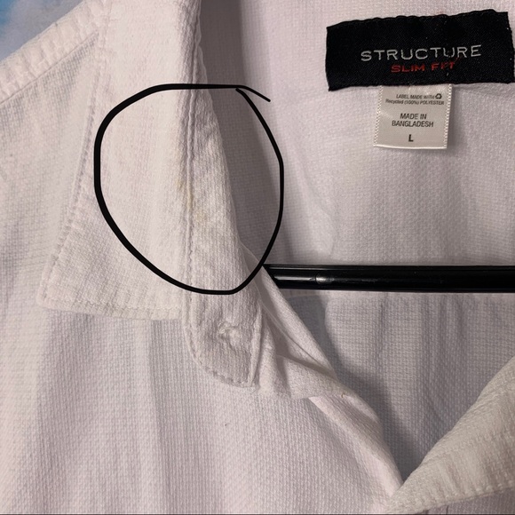 Structure- White Slim Fit Button Up Shirt size L - Picture 4 of 9